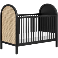 Babyletto Cribs & Mattresses|Cribs & Mattresses>Bondi Cane 3-in-1 Convertible Crib with Toddler Bed Kit - Black / Natural Cane