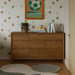 Babyletto Storage Furniture>Bondi 9-Drawer Assembled Dresser - Natural Walnut