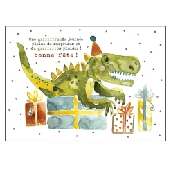 STÉPHANIE RENIÈRE ILLUSTRATION Bonne Fête Dino Wish Card