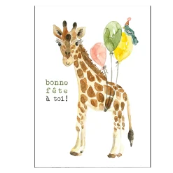 STÉPHANIE RENIÈRE ILLUSTRATION Greeting Cards|Party Supplies>Bonne Fête Girafe Wish Card