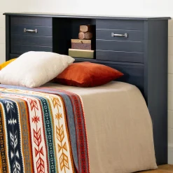 South Shore Bookcase Double Headboard with Doors - Ulysses Blueberry