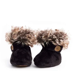 Petit Coulou Slippers>Booties For Baby 0-6m - Onyx Black