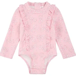 Petit Lem Swimsuits>Bows Long Sleeve UV Swimsuit 0-24m
