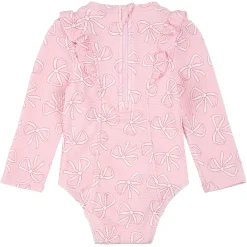 Kids Petit Lem Bows UV Long Sleeve Swimsuit 2-6y