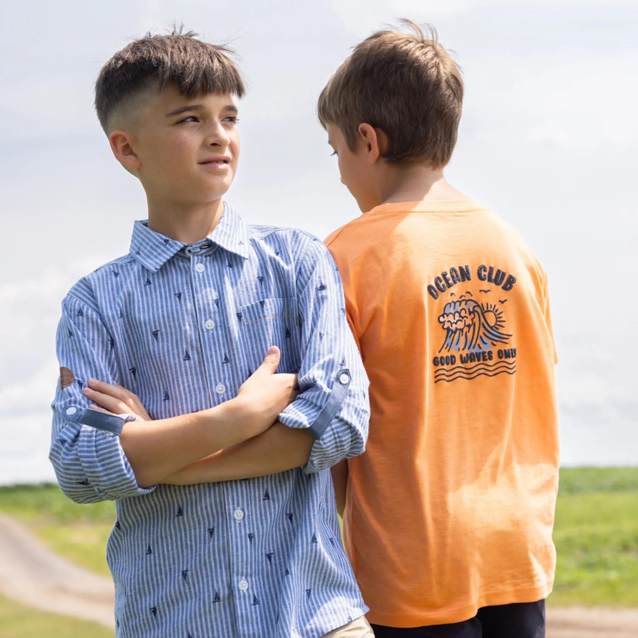 Kids/BOY Nano Tops>Breeze Striped Shirt 2-12