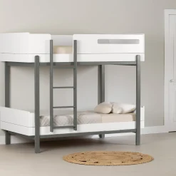 South Shore Bunk Bed - Bebble Soft Gray and White