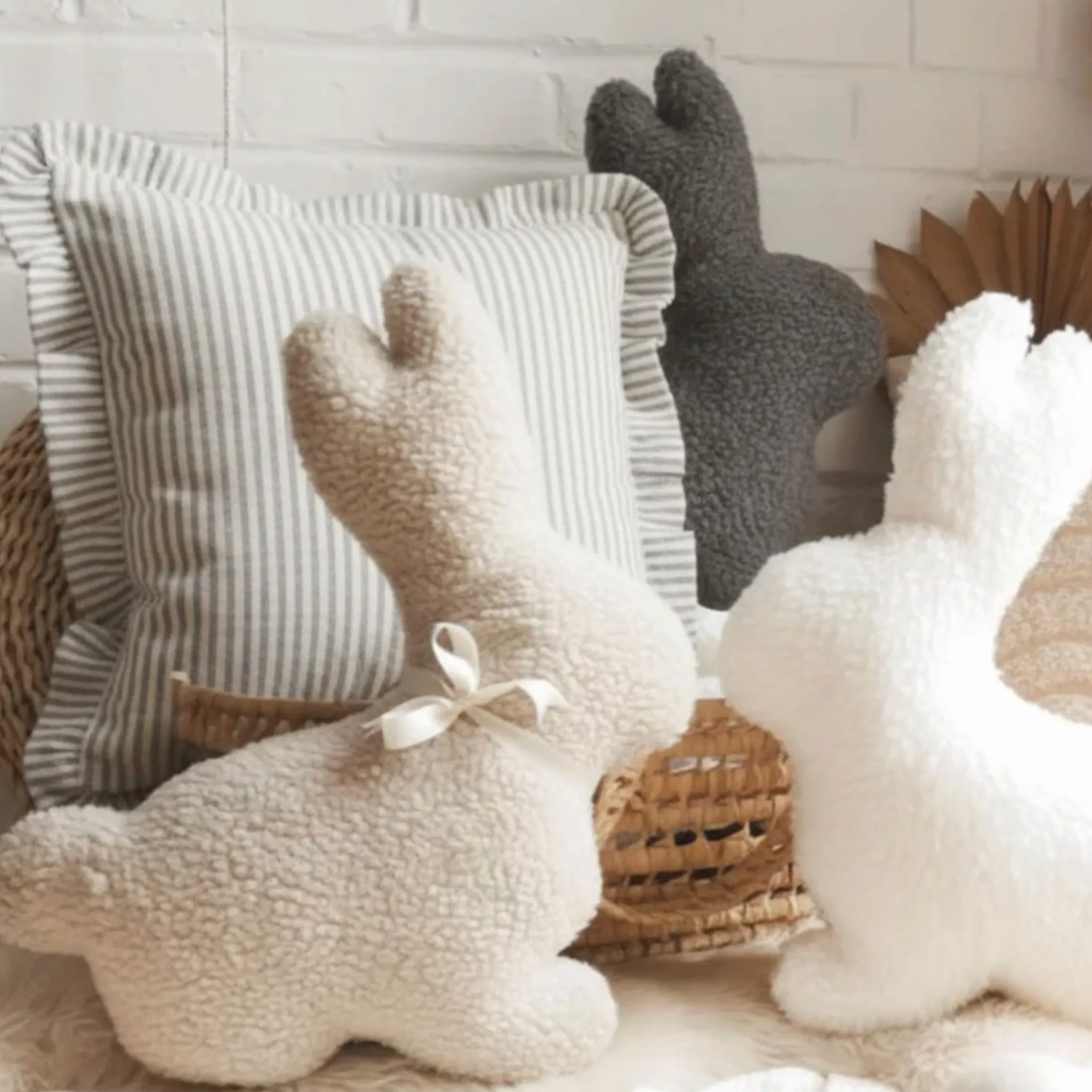 The Butter Flying Cushions>Bunny Plush Cushion - Beige