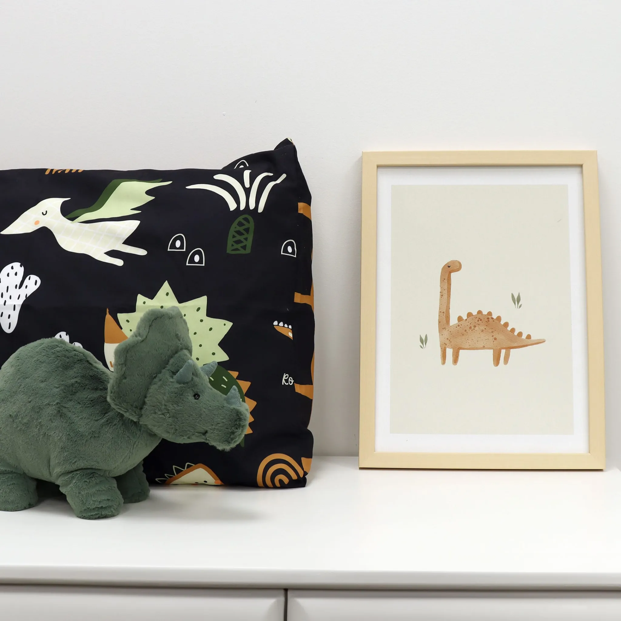 Oleka Canva with Natural Frame - Dinosaur