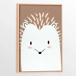 Oleka Canvas with Natural Wood Frame - Hedgehog