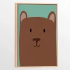 Oleka Canvas with Natural Wood Frame - Bear Cub