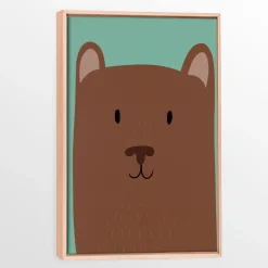 Oleka Canvas with Natural Wood Frame - Bear Cub