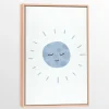 Oleka Canvas with Natural Wood Frame - Moon