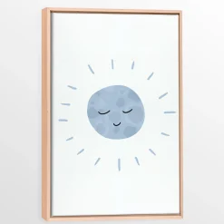 Oleka Canvas with Natural Wood Frame - Moon