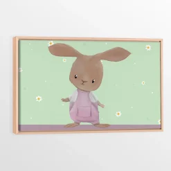 Oleka Wall Decorations>Canvas with Natural Wood Frame - Jumpsuit Bunny