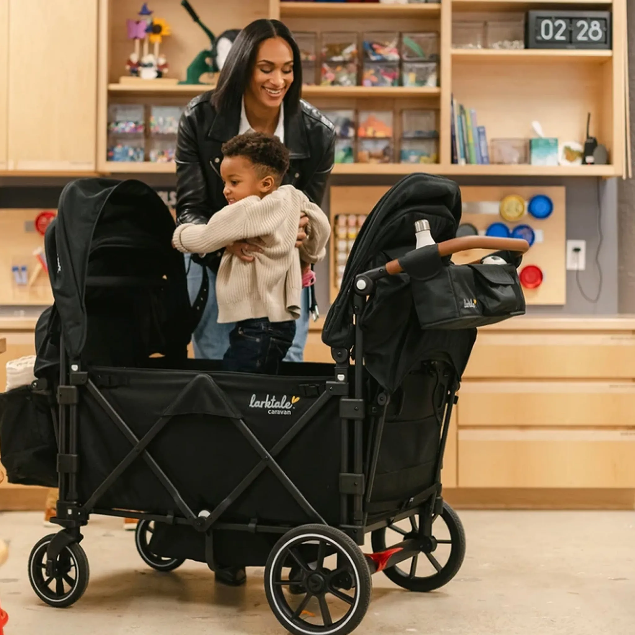 Kids Larktale Strollers|Strollers & Trailers>Caravan/Wagon V3 2024 Byron Black