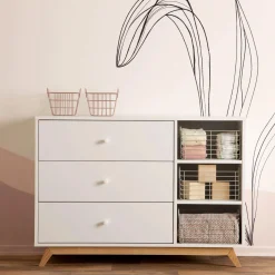 Dadada Baby Storage Furniture>Central Park 3-drawer - White / Natural
