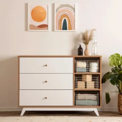 Dadada Baby Central Park 3-drawer - White / Red oak