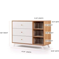Dadada Baby Central Park 3-drawer - White / Red oak