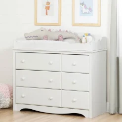 South Shore Changing table / Dresser with 6 Drawers Angel - White