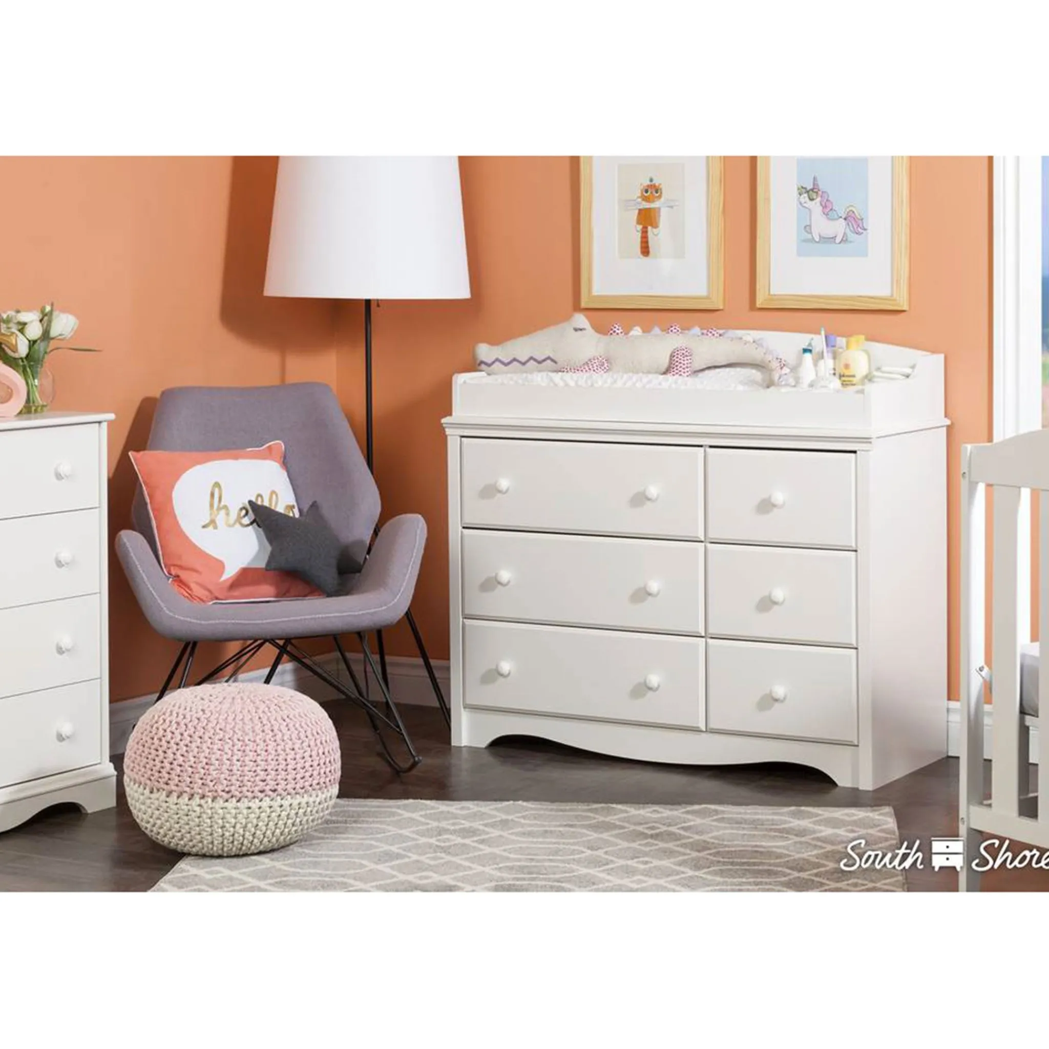 South Shore Changing table / Dresser with 6 Drawers Angel - White