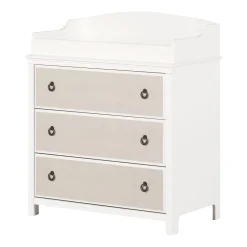 South Shore Changing Tables>Changing Table with Drawers - Cotton Candy White and Beige