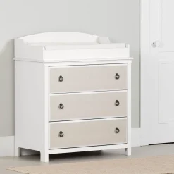 South Shore Changing Tables>Changing Table with Drawers - Cotton Candy White and Beige