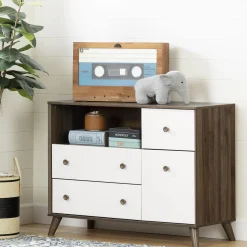 South Shore Changing Table Yodi - Natural Walnut / White