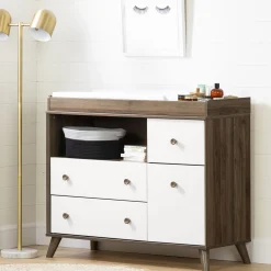South Shore Changing Table Yodi - Natural Walnut / White