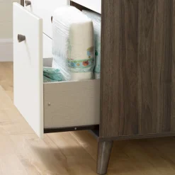 South Shore Changing Table Yodi - Natural Walnut / White