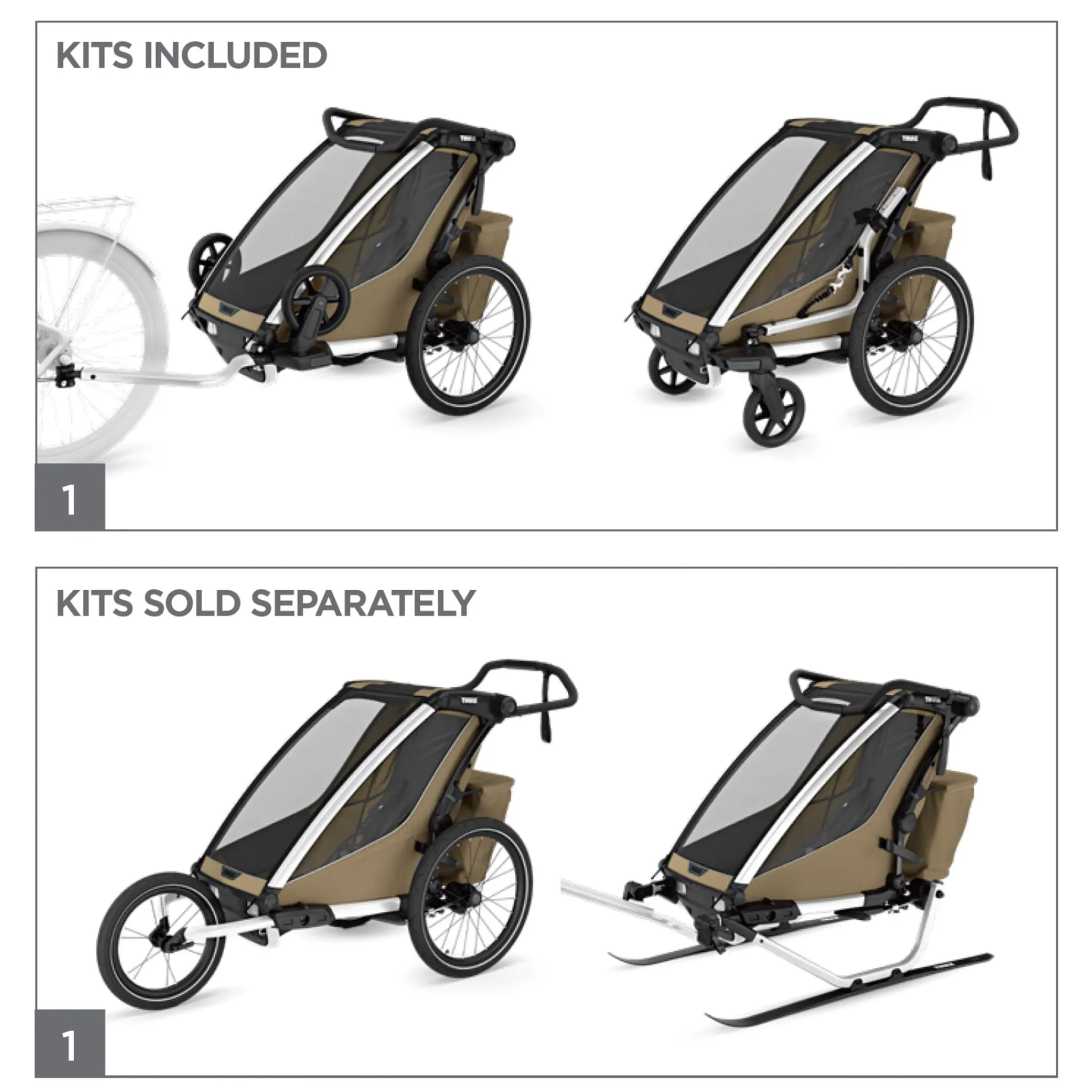 Kids Thule Summer Activities|Strollers>Chariot Cross2 Single - Faded khaki