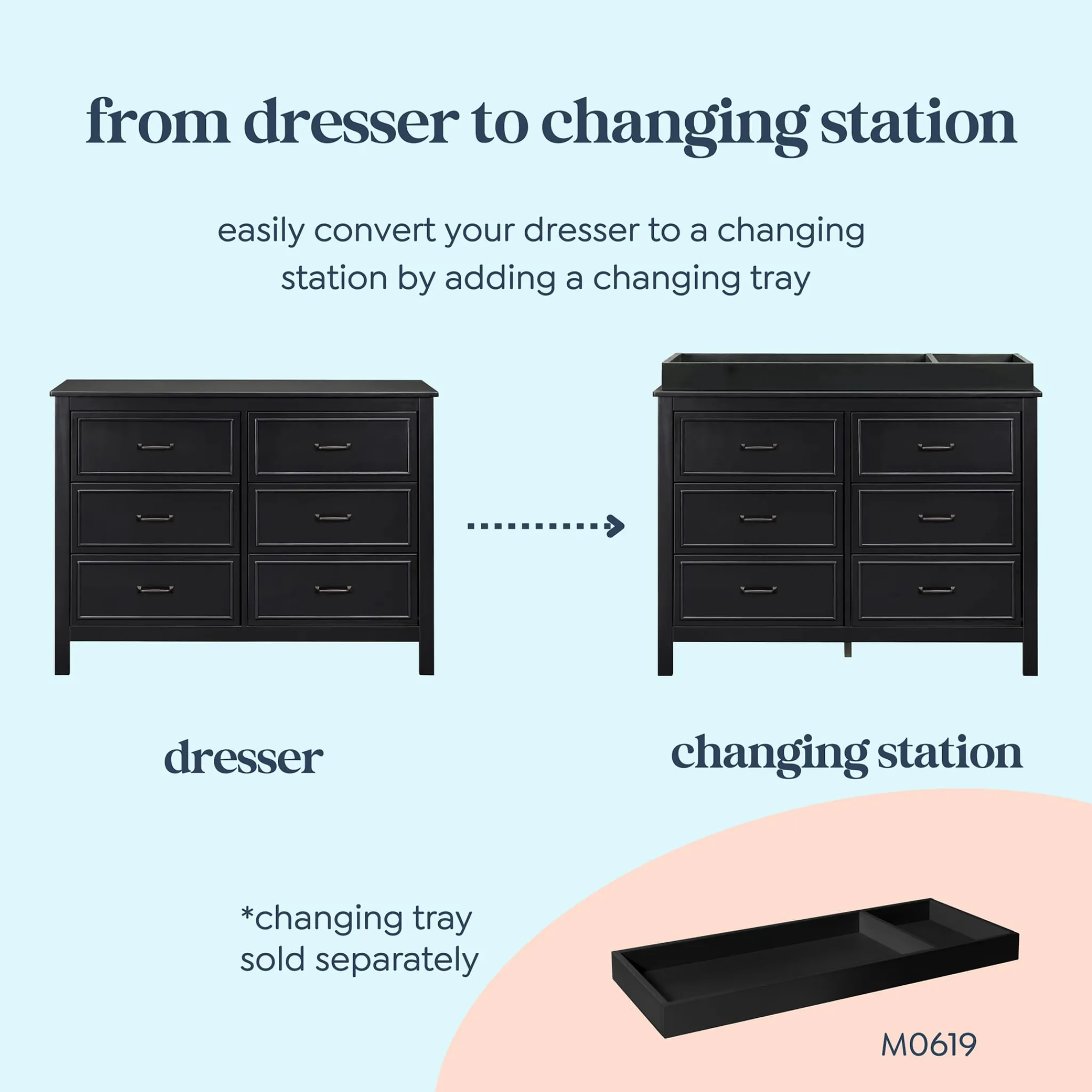 DaVinci Charlie 6-Drawer Double Dresser - Ebony