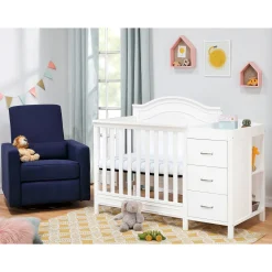 DaVinci Charlie 4-in-1 Convertible Mini Crib & Changer - White