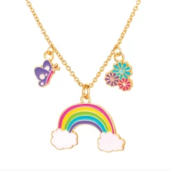 Girl Nation Charming Whimsy Necklace and Earring Gift Set - Cloud Luvs Rainbow