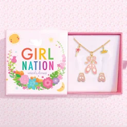 Girl Nation Charming Whimsy Necklace and Earring Gift Set - Ballet Shoes