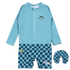 BOY Nano Swimsuits>Checkered Ls Uv Swimsuit 6-24m