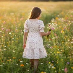Kids Look Cherries Flowers Dress 7-14