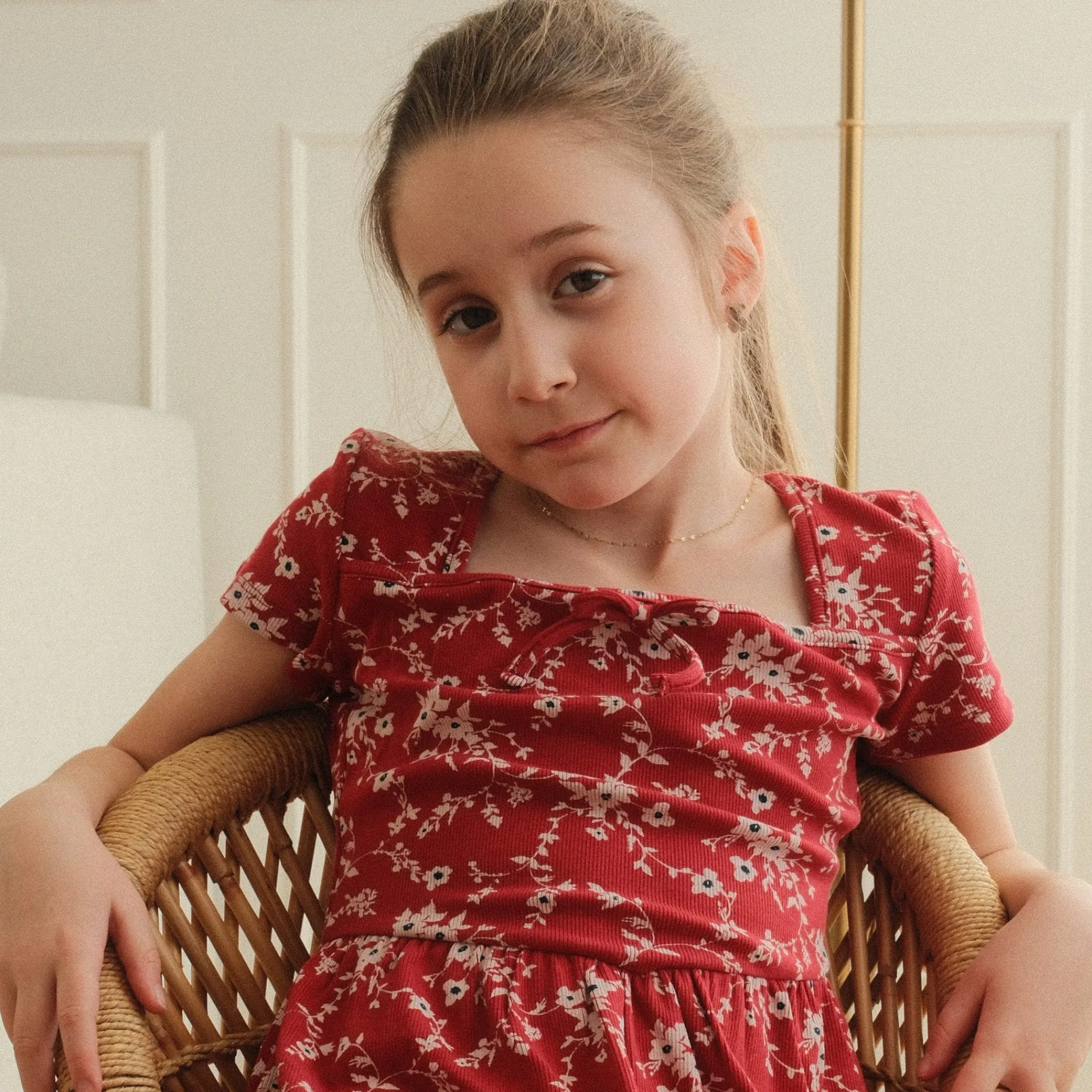 Kids Look Dresses & Rompers>Cherries Flowers Rib Dress7-14