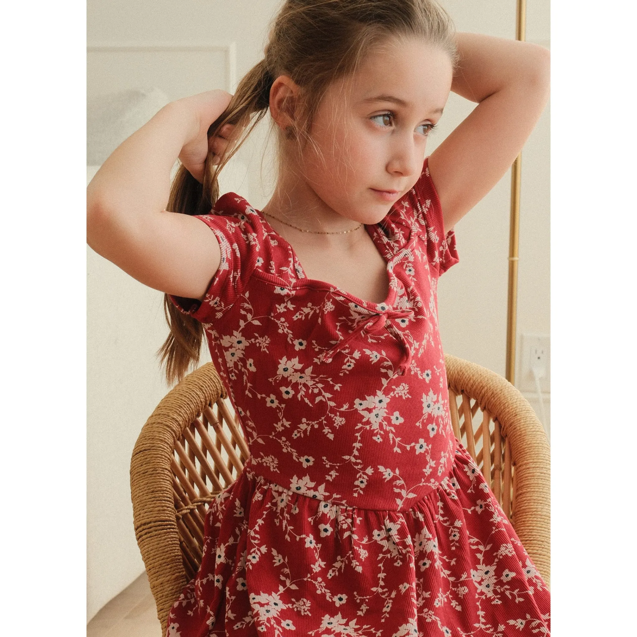 Kids Look Dresses & Rompers>Cherries Flowers Rib Dress7-14