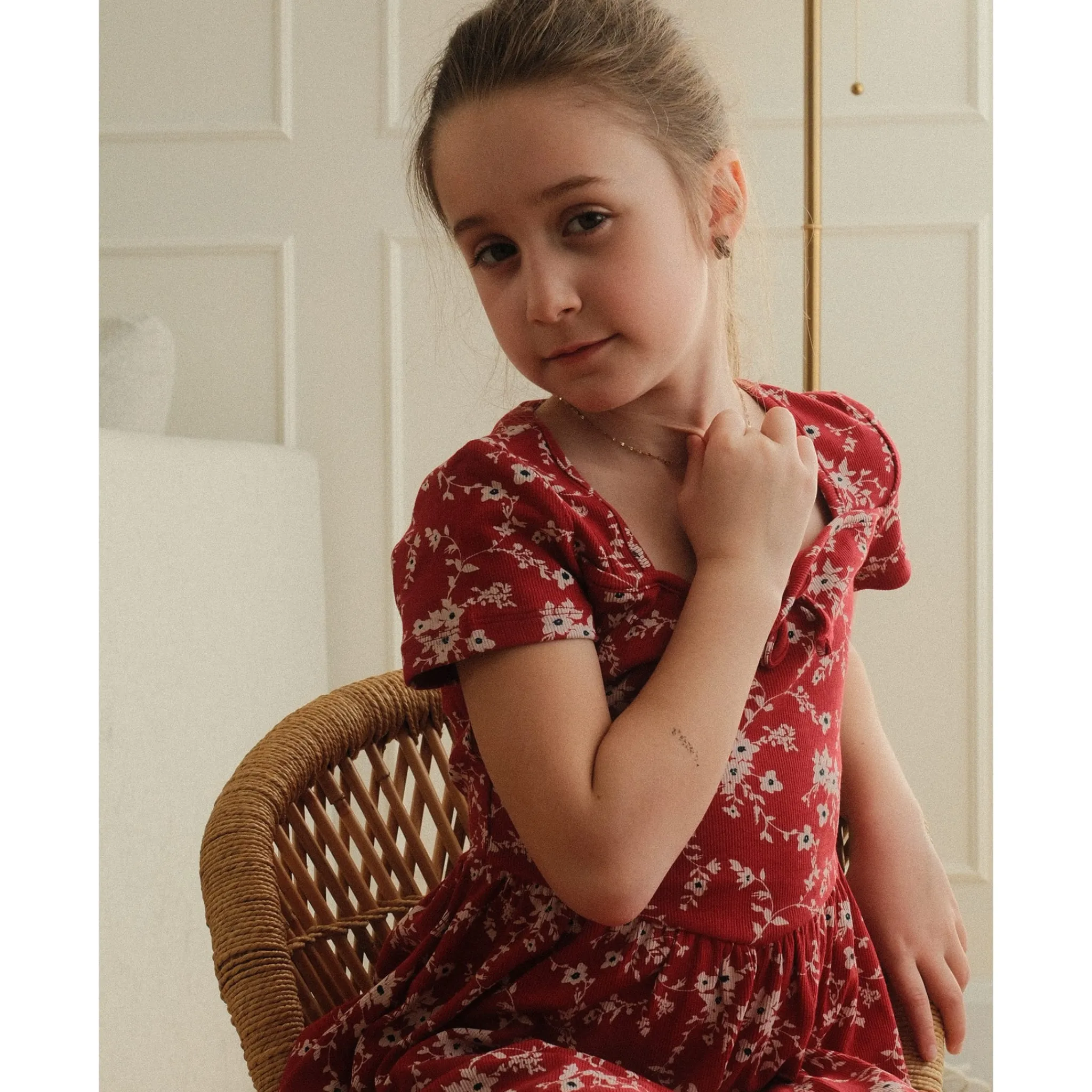 Kids Look Dresses & Rompers>Cherries Flowers Rib Dress7-14