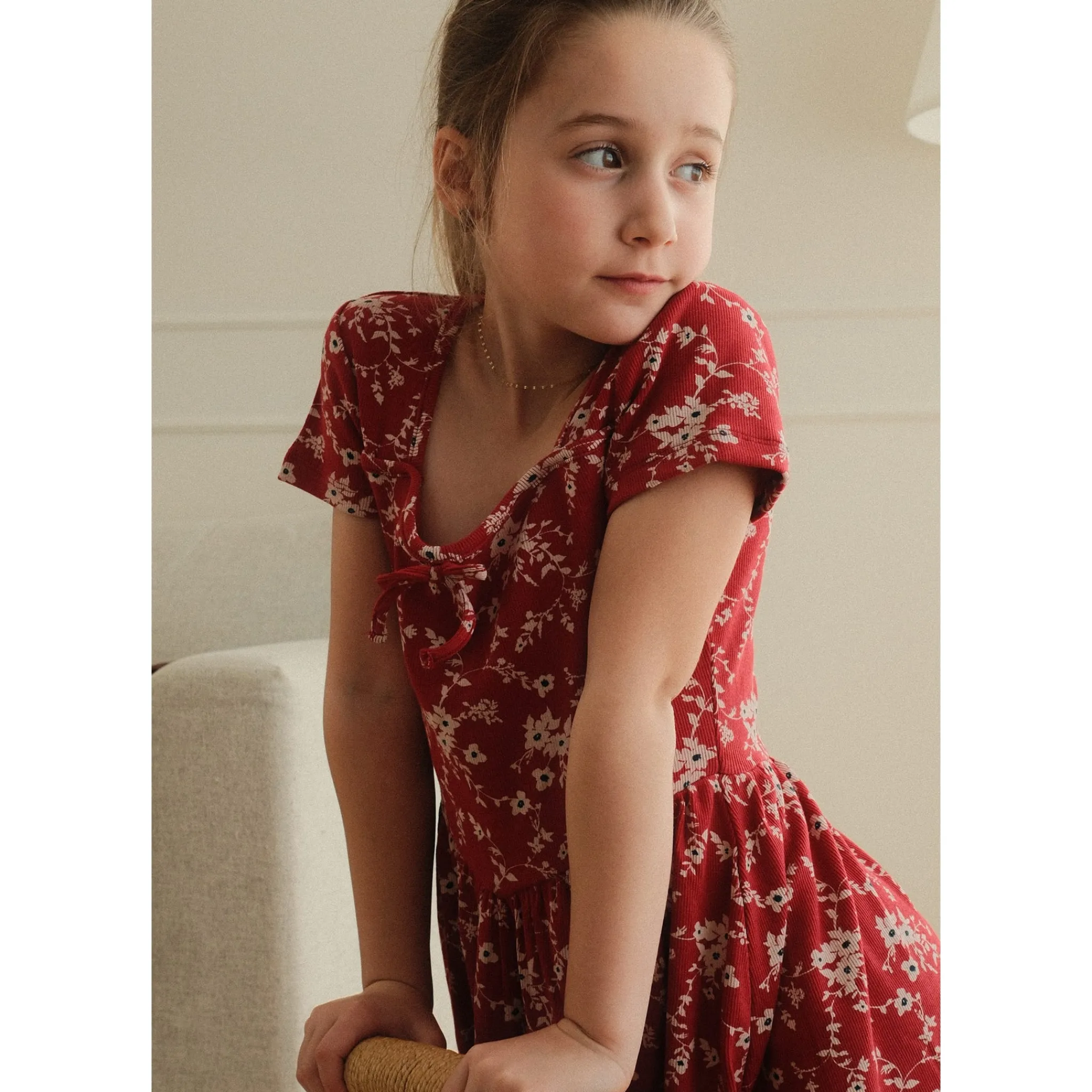Kids Look Dresses & Rompers>Cherries Flowers Rib Dress7-14