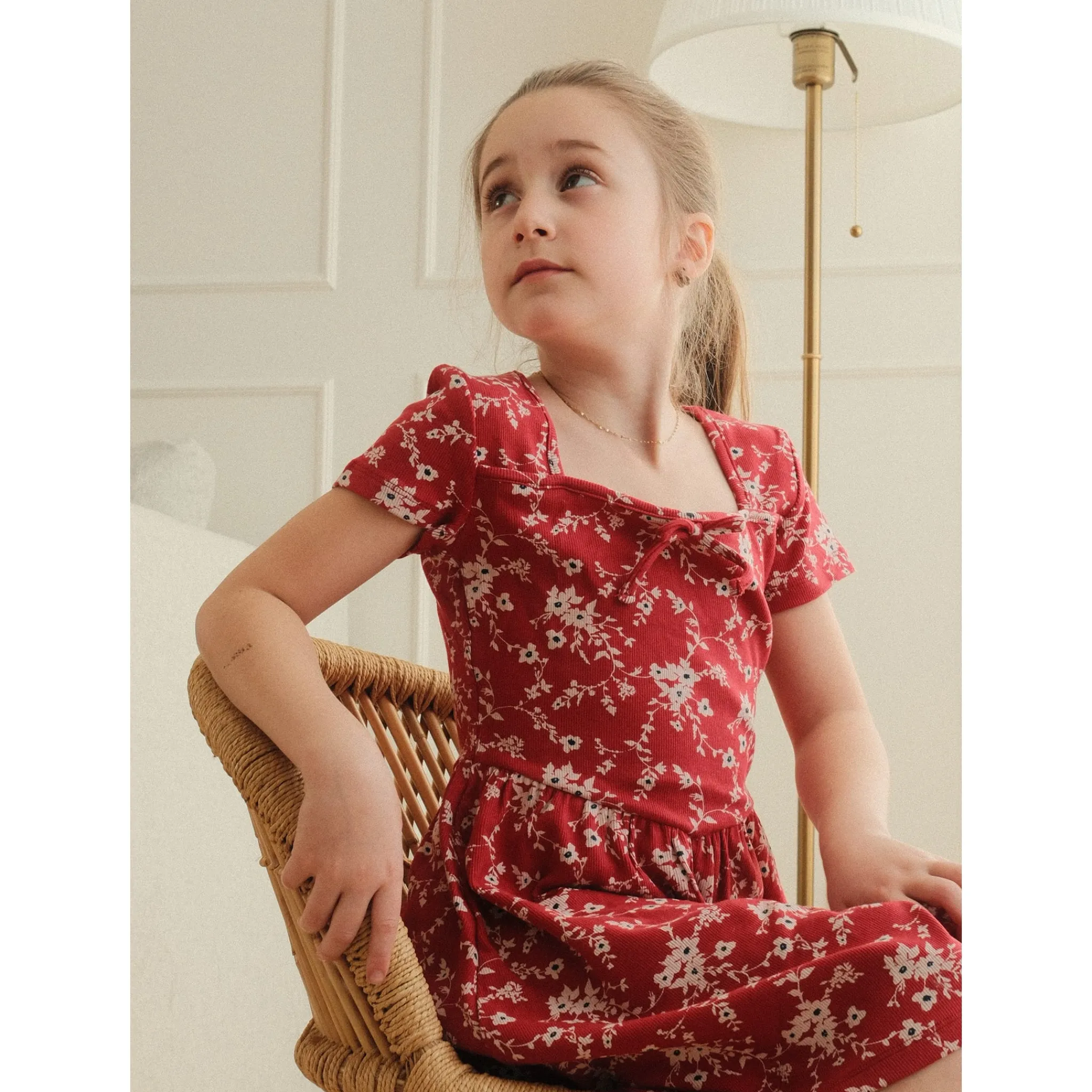 Kids Look Dresses & Rompers>Cherries Flowers Rib Dress7-14