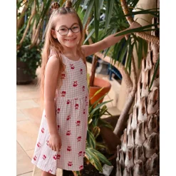 Kids Look Dresses & Rompers>Cherries Vichy Dress 7-14y