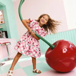 Kids Deux par Deux Cherry Check Dress 3-6