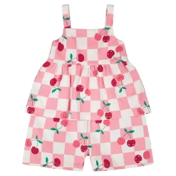 Kids Deux par Deux Cherry Check Romper 3-6