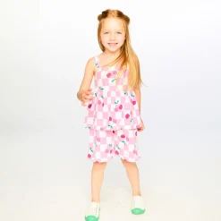 Kids Deux par Deux Cherry Check Romper 3-6
