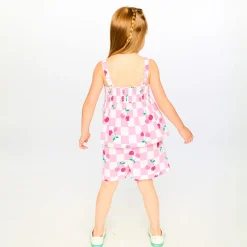 Kids Deux par Deux Cherry Check Romper 7-10