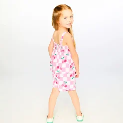 Kids Deux par Deux Cherry Check Romper 7-10