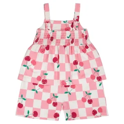 Kids Deux par Deux Cherry Check Romper 7-10