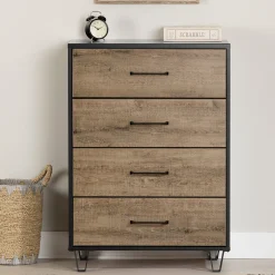 South Shore Chest - Arlen Weathered Oak and Matte Black
