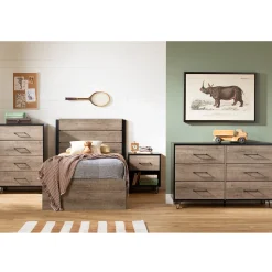 South Shore Chest - Arlen Weathered Oak and Matte Black